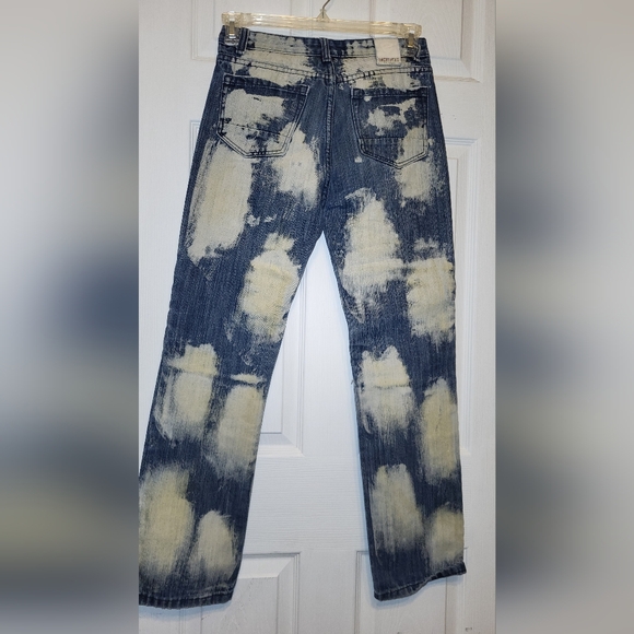 Encrypted Distressed Grungy Blue Jeans for Boys Size 16 Y2k - Picture 2 of 5